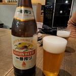 Chuuka Honda - 最初はビールを二人で。妻は薄張りのグラスを気に入っていた。