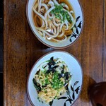 味庄 - かけうどんと　ぶっかけうどんを両方注文した。