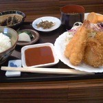 串揚げふじ川 - 海老・コロッケ定食８５０円