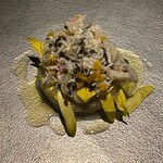 トムクリオーザ - 冷静パスタ　松葉蟹　リンケル　蕪ソース　柚子の香り