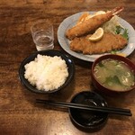 Mingei resutoran moriyoshi by onion - ロースカツとジャンボ海老定食