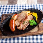 Teppanyaki Steak with thick-sliced Hokkaido bacon and juicy sausage