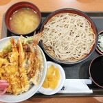 Tendon Tenya Toyama Hongo Ushin Ten - ずわい蟹と海老の冬天丼小そばセット