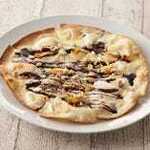 Dessert pizza with raw chocolate and marshmallow