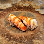 鮨 奥 - 車海老・黄身酢おぼろ