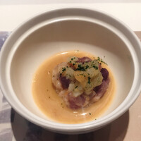 エルルカン・ビス - さつま芋と帆立と蟹の蒸し飯 豆乳ソースがけ