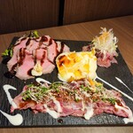 隠れ家個室居酒屋 音音 - 契約肉屋の肉盛り　ラクレットチーズトッピング