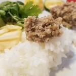 キッチン ブルー グローブ - ご飯にデュクセル乗せて