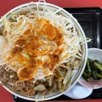 ラーメン もっけだの - 『赤の担々麺野菜マシマシ辛さマシ(辛ニラ付)+味玉』