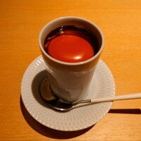 鶏料理 清水 - 新鮮な黄身醤油漬けの茶碗蒸し