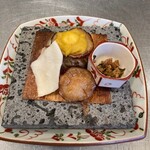 Oryouri Mahoro - カマス柚庵里芋とかぼちゃのピュレ杉板焼き