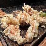 山元麺蔵 - 鶏ささみ天ぷら。