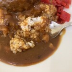 日乃家カレー - 甘いのにだんだん辛く感じて汗だくになるライスカレー。
            具は入ってるんだろうけど、すっかり溶けてしまってほぼ具無し！
            
            具がゴロゴロ〜❤️なんてキャッキャ言ってるようではもうライスカレー道を踏み外してる。