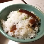 界 鬼怒川 - 干瓢と実山椒の土鍋ご飯