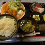 やまお - カキフライ＋刺身定食