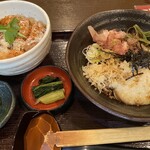 そじ坊 - 「かつ丼と選べるそばの定食（冷やし山菜とろろそば）」1,300円