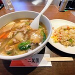 二葉園 - 白菜餡かけ汁麺＆ミニ焼飯