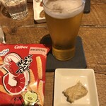 麹町いづみや しろ - カルビーかっぱえびせん、熊本 五ッ木 山うにとうふ、
            あがりビール