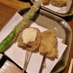 はん亭 - アスパラ・椎茸海老ミンチ・牡蠣