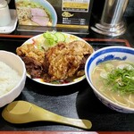 満洲味 - 唐揚げ定食ミニラーメン付