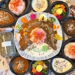 Spice curry Methi - 料理写真:Methiの色鮮やかな副菜とスパイシーなcurry