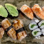 Sushi Sou - 左上Aguacate（アボカド）、右上Camaron（海老）、
                        左下Carne（肉）、右下Chile（トウガラシ）