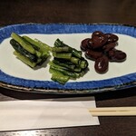 蕎麦 つきのうさぎ - 「香川の醤油豆と野沢菜」