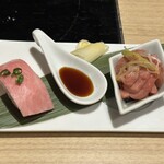 最飛びヒレ家 馬喰一代 名古屋EAST - 飛騨牛トロにぎり&飛騨牛ユッケ