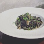 Spaghetti with Sakoshi Oyster and squid ink sauce