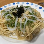 喫茶 並木 - 生タラコ、生イカスパゲッティ（大盛り）サラダ・ドリンク付き 1050円