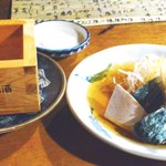 赤垣屋 - 2013年11月25日の樽酒と〆鯖、最高やね