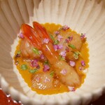 銀座 しのはら - ボタン海老紹興酒漬け雲丹ソース