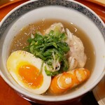 銀座 しのはら - お鍋 赤足海老(香川) ,蛤,つくね,きのこ,九条葱,煮卵,海苔