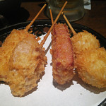 Kushikatsusemmontenkushikushi - Aコース(鶏肉,蓮根,ハムカツ,鶉玉子)