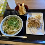 Kanokawa Seimen - ミニ天むす丼とかけうどんセット７００円込み　かき揚げ　持ち帰りしました❣️ 