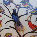 ジェラテリア PICCO オギノ 茅野ショッピングセンター店 - PICCOのレーヴェルに使われている絵 タペストリーみたいで、綺麗かわいい。