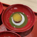 Mochi Zen - さつまいもの甘露煮と抹茶餅
