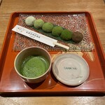 大和茶大福専門店GRANCHA - 口福餅全種類と大和抹茶のセット 1810円