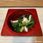 酒と料理 Mock - 菠薐草に占地茸に菊花の御浸し