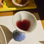 谷旅館 - ハートの猪口に入った食前酒