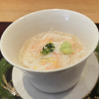 祇園 にし - ◯雲子の茶碗蒸し 紅ずわい蟹餡掛け 山葵を乗せて