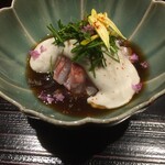 割烹 隆 - 天然真鯛の白子掛けポン酢ジュレさんでーす。