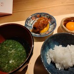 板前焼とり 成海 - 味噌汁、たまご、つくね