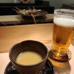 板前焼とり 成海 - 茶碗蒸しにはカニが入ってました