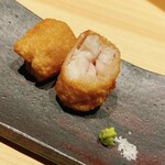 温石 - 焼津に揚がった太刀魚を麻機蓮根の衣で揚げました