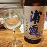 温石 - 今夜は最初の落花生豆腐に合わせた旨口の浦霞でスタート