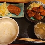 串焼き・魚 新宿宮川 - 唐揚げとクリームコロッケ定食