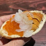 野口太郎 - いなり寿司（雲丹＆白海老＆いくら）