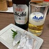 みやこ食堂 - 料理写真:瓶ビールと太刀魚お造り