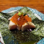 Yakitori Torinosu - ササミにいくらと海苔、お寿司みたい。 のりも有明のものを使っている こだわり とても美味しかったです